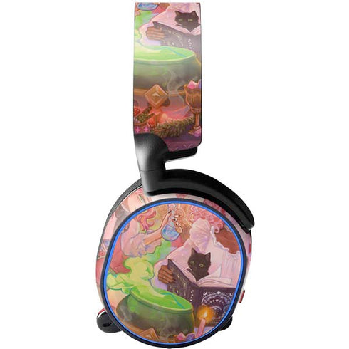 Pink Anime Witch Girls in Library with Cats by Ivy Dolamore SteelSeries Arctis 3 Skin